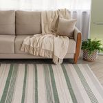Tapete Artesanal Trama Basic para Sala Listras Verde - Edição Limitada 150x250