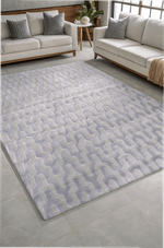 Tapete de Sala Pelo Baixo Egípcio com Relevo Hammadi Cinza 200x250