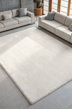 Tapete Peludo Ultra Macio com Antiderrapante Off White 140x200