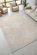 Tapete para Sala Grande Essenciais Chevron Nude 200x250