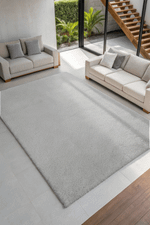 Tapete Peludo Ultra Macio com Antiderrapante Cinza 230x300