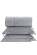 Kit Colcha Queen 100% Bambu 300 Fios Luxo Cinza