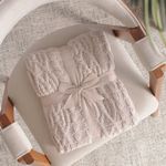 Manta Decorativa Tricot Casal 180x220cm Loren Bege