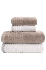 Jogo de Toalha Banhão 500g 4 peças Super Soft Zero Twist Greco - Branco e Bege