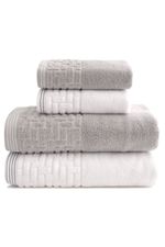 Jogo de Toalha Banhão 500g 4 peças Super Soft Zero Twist Greco - Branco e Cinza