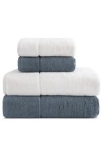 Jogo de Toalha Banhão 500g 4 peças Super Soft Zero Twist Frapê - Branco e Azul