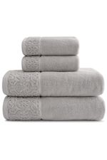 Jogo de Toalha Banhão 500g 4 peças Super Soft Zero Twist Arabesco - Cinza