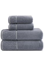 Jogo de Toalha Banho 500g 4 peças Super Soft Zero Twist Arabesco - Azul