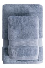 Jogo de Toalha Banho 500g 4 peças Super Soft Zero Twist - Branco e Azul