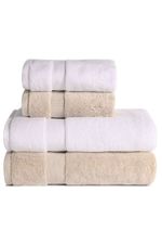 Jogo de Toalha Banho 500g 4 peças Super Soft Zero Twist - Branco e Bege