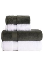 Jogo de Toalha Banho 500g 4 peças Super Soft Zero Twist - Branco e Chumbo
