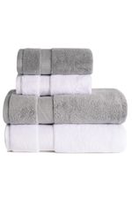 Jogo de Toalha Banho 500g 4 peças Super Soft Zero Twist - Branco e Cinza