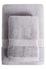 Jogo de Toalha Banho 500g 4 peças Super Soft Zero Twist - Branco e Cinza