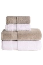 Jogo de Toalha Banho 500g 4 peças Super Soft Zero Twist - Branco e Taupe