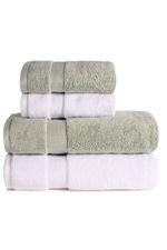 Jogo de Toalha Banhão 500g 4 peças Super Soft Zero Twist - Branco e Verde