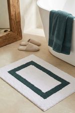 Tapete Antiderrapante Algodão Frank 50x70 - Branco e Verde