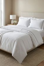 Jogo de Cama Cetim Eros 300 Fios Branco e Cinza King