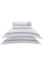 Jogo de Cama Cetim Eros 300 Fios Branco e Azul King