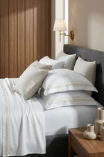 Jogo de Cama Bambu Genevê 300 Fios Branco e Bege King