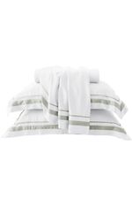 Jogo de Cama Bambu Genevê 300 Fios Branco e Verde Queen