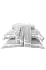 Jogo de Cama Bambu Genevê 300 Fios Cinza e Branco King