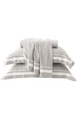 Jogo de Cama Bambu Genevê 300 Fios Fendi e Branco King
