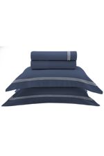 Jogo de Cama King Cetim Eros 300 Fios Azul e Branco