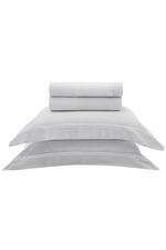 Jogo de Cama Queen Cetim Eros 300 Fios Cinza e Branco
