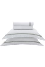 Jogo de Cama Queen Cetim Eros 300 Fios Branco e Verde