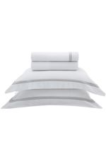 Jogo de Cama Queen Cetim Eros 300 Fios Branco e Cinza