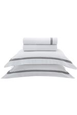 Jogo de Cama Casal Cetim Eros 300 Fios Branco e Preto