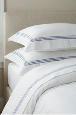 Jogo de Cama Casal Cetim Eros 300 Fios Branco e Azul