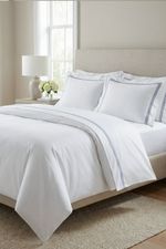 Jogo de Cama Casal Cetim Eros 300 Fios Branco e Azul
