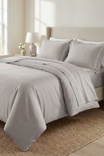 Jogo de Cama Casal Cetim Eros 300 Fios Bege e Branco