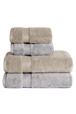 Jogo de Toalha Banho 500g 4 peças Super Soft Zero Twist - Cinza e Taupe