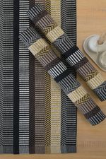 Kit de Cozinha 3 Peças Algodão Chevron Marrom e Mostarda