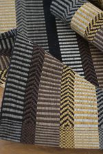 Kit de Cozinha 3 Peças Algodão Chevron Marrom e Mostarda