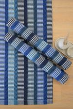 Kit de Cozinha 3 Peças Algodão Chevron Azul