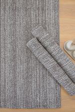 Kit de Tapete 3 Peças Algodão Jacquard Chevron Marrom