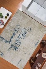 Tapete Quarto 100x140 Castor Bege e Azul