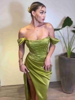 Vestido Com Alça Larga Corset Verde