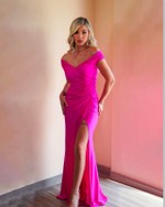 Vestido Longo Ombro A Ombro Fuchsia