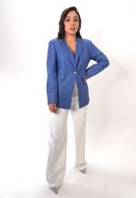 Blazer De Linho Com Forro Jeans