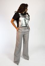 Calça Com Pregas Frontais Cinza