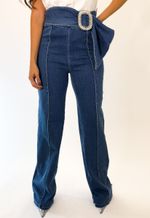 Calça Pantalona Cintura Alta Jeans
