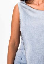 Macacão Um Ombro Com Capa De Strass Jeans