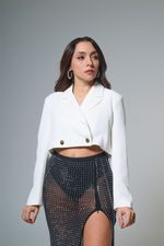 Blazer Curto Com Dois Botões Frontais Branco