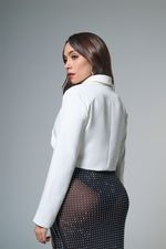 Blazer Curto Com Dois Botões Frontais Branco