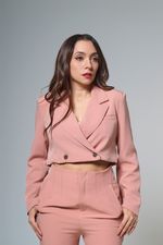 Blazer Curto Com Dois Botões Frontais Salmão 