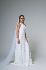 Vestido Longo Floral Com Cinto Branco